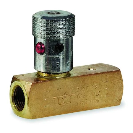 Parker Flow Control Valve, 5 gpm Max. Flow, 2,000 psi Max. Pressure, Brass F400B
