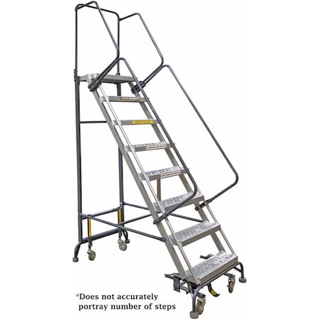 Ballymore 11.3 ft H Aluminum Rolling Ladder, 10 Steps, 450 lb Load Capacity HY-LA-103214P