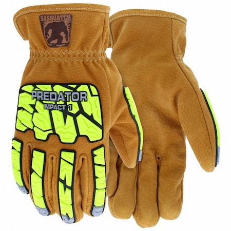 Mcr Safety Leather Drivers Gloves, Slip-On Cuff, Wing Thumb, Brown / Brown/Green, L (9), 1 PR PD3430L