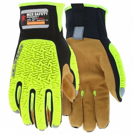 Mcr Safety Predator Mechanics Gloves, Leather Palm, Spandex Back, XL (10), Brown PD5931XL