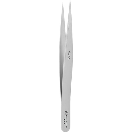 Excelta Tweezers, SS, 3 1/2" L, Straight, Point 0C-SA