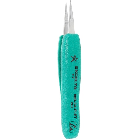 Excelta Tweezers, SS, 5 1/4" L, Straight, Point 00D-SA-PI-ET