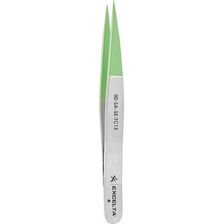 Excelta Tweezers, SS, 4 1/2" L, Straight, Point 00-SA-SE-TC15