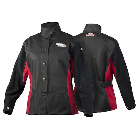 Lincoln Electric Welding Jacket, Leather, 9 oz, 27 in Length, Button, Hook-and-Loop (Collar) Closure, 2 Pockets, XS K3114-XS