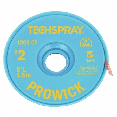 Techspray Pro Wick Yellow No 2 Braid - AS, Length: 5 ft 1809-5F