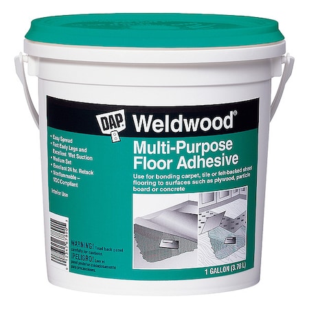 Dap Floor Adhesive, Multi-Purpose Floor Series, Opaque, 1 gal, Pail 00142