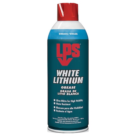 LPS Multipurpose Grease, White Lithium, NLGI Grade 2, 16 oz Aerosol Can, White 03816