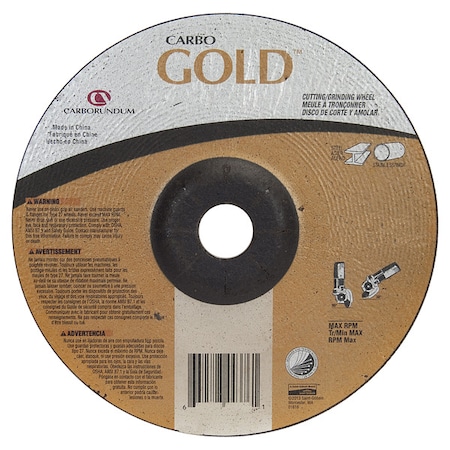 Zoro Select Cut-Off & Grinding Wheel, Type 27, 5 in Dia, 0.125 in Thick, 7/8 in Arbor Hole Size, Aluminum Oxide 05539504712