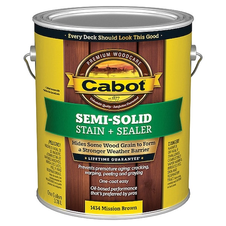 Cabot Semi Solid Stain, Mission Brown, Flat, 1gal 140.0001434.007