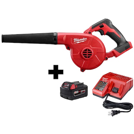 Milwaukee Tool M18(TM) 18 V Cordless Battery-Powered Handheld Leaf Blower Kit, 100 cfm, 160 mph, Battery Included 0884-20, 48-59-1850