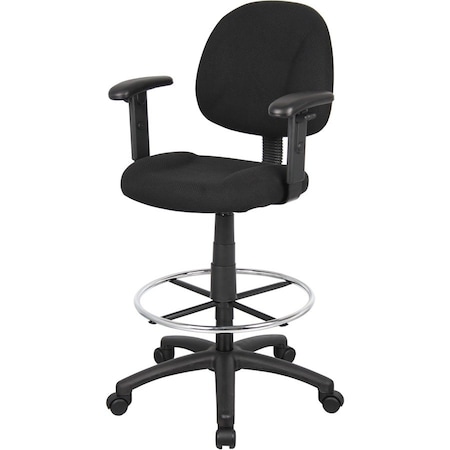 Boss Drafting Stool (B315-Bk) W/Footring And Adjustable Arms B1616-BK