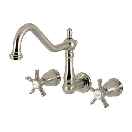 Kingston Brass Two-Handle Wall Mount Tub Faucet, Brushed Nickel KS1028NX