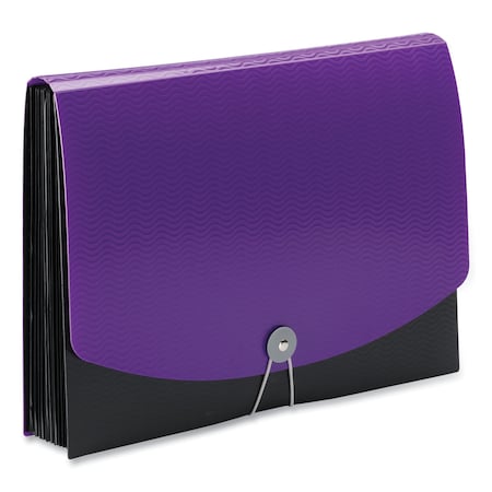 Smead Poly Expanding File, 0.88in Exp, 12 Sections, Cord/Hook Closure, 1/6-Cut Tabs, Letter, Black/Purple 70862