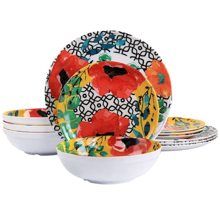 Elama Grace 12 Piece Melamine Dinnerware Set EL-GRACE