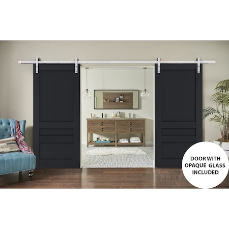 Sartodoors Sturdy Double Barn Door 84x84 (2* 42x84) Solid Core Modern Interior VEREGIO7411DB-S-ANT-8484