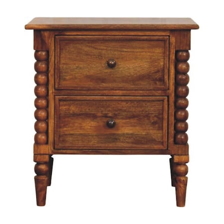 Homeroots 24" Brown Solid Wood Two Drawer Nightstand 701711