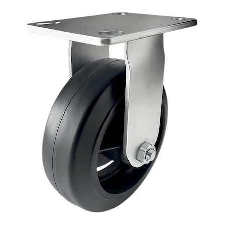 Hyw Products Heavy Duty Caster 6in Rubber on Cast Iron Wheel, Rigid 40-60R-A1-RC