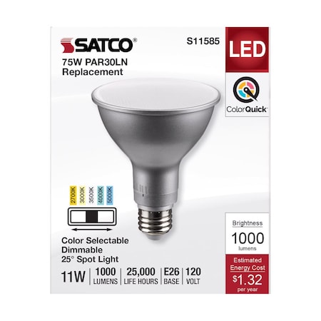 Satco Products Satco PAR30LN E26 (Medium) LED Bulb Tunable White/Color Changing 75 Watt Equivalence 1 pk S11585