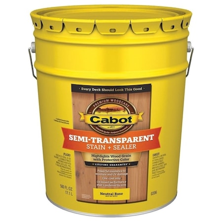 Cabot Cabot 0306 Deck and Siding Stain, Neutral Base, 5 gal 306