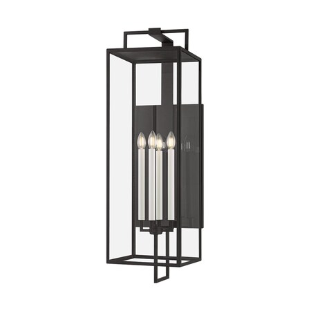Troy Lighting Beckham 4 Light Exterior Wall Sconce, Forged Iron, 11.75 In x 40 In B6340-FOR