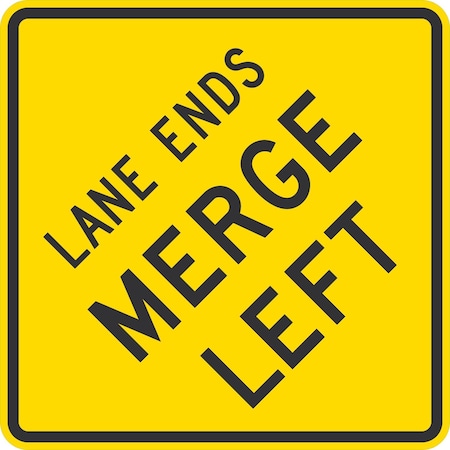 Lyle W9-2L, Lane Ends Merge Left, 30x30, Diamond Grade, Yellow G-15065-DG_30x30