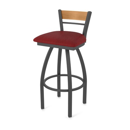 Holland Bar Stool Co Revelle 25in Swivel Counter Stool with Pewter Finish, Medium Back and Graph Ruby Seat 881
