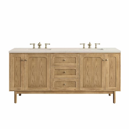 James Martin Vanities Laurent 72" Dbl Vanity, Light Natural Oak, w/3 CM Siberian Silestone Top w/FreePower Wireless Charger 545-V72-LNO-FSFR
