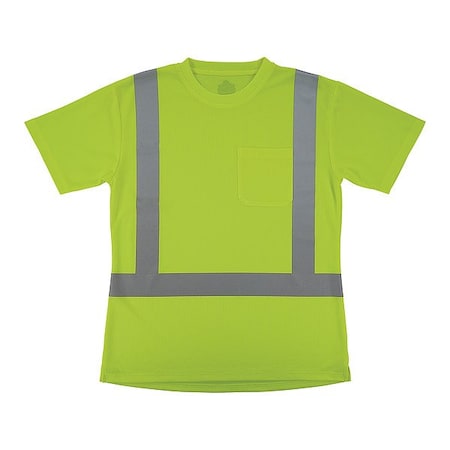 Ergodyne Hi-Vis Shirt, XS, Lime, Short Sleeve 22071