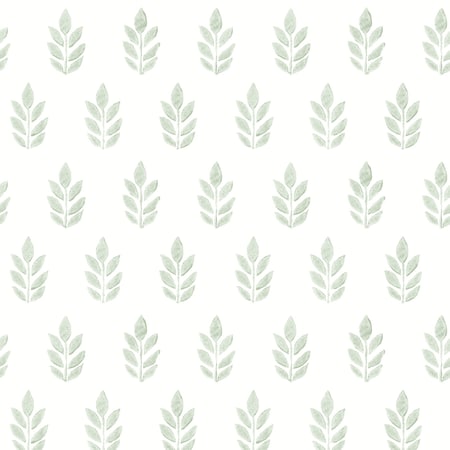 Chesapeake Ervic Green Leaf Block Print Wallpaper 3122-11304