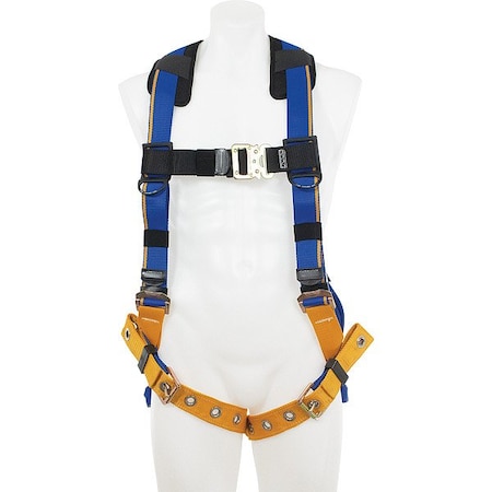 Werner Blue Armor Full Body Harness, M/L, 425 lb, Quick-Connect Chest/ Tongue Leg Straps, Back D-Ring H112002