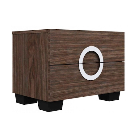 Homeroots 18" Brown Two Drawers Manufactured Wood Mirrored Nightstand 329652