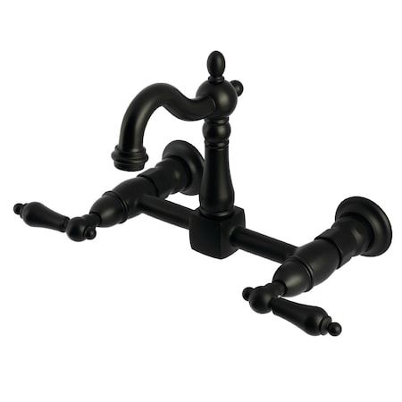 Kingston Brass Two-Handle Wall Mount Bridge Kitchen Faucet, Matte Black KS2440AL