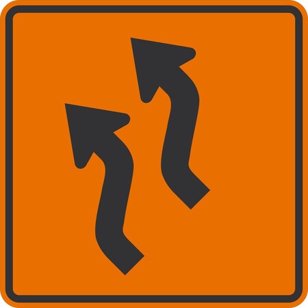 Lyle W1-4BR, Double Right Reverse Curve Symbol, 30x30, Non-Reflective, Orange G-14884-DG_30x30