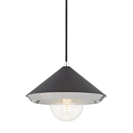 Mitzi Marnie 1 Light Pendant 12.5 In. Polished Nickel/Black H139701L-PN/BK