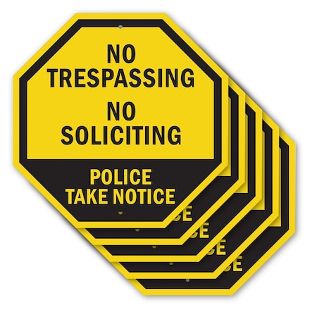 Signmission No Trespassing No Soliciting Police, 10 inch X 10 inch, Aluminum Metal Signs, 5PK OC-A-5Pack-10-102
