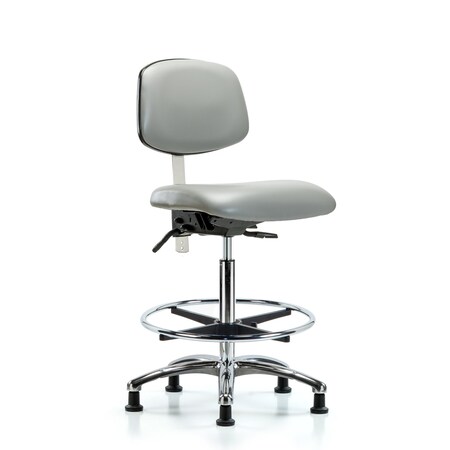 Blue Ridge Ergonomics Clean Room Chair Hi Ben Chair, Vin, Chrm, CF, Gld, Dov, CL100, No Arms, 26" to 35-1/2" Height, Vinyl BR-NCR-VHBCH-CR-T0-A0-CF-RG-8567