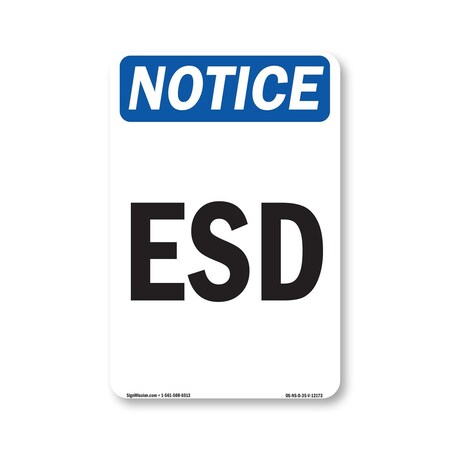Signmission OSHA Notice Sign, ESD, 5in X 3.5in Decal, 3.5" W, 5" L, Portrait, ESD Sign OS-NS-D-35-V-12173