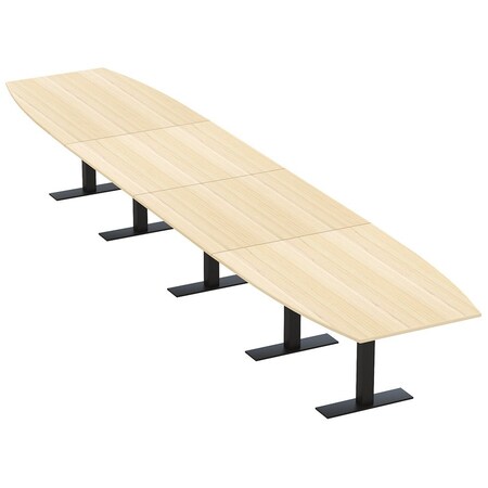 Skutchi Designs 18ft Conference Table With Power Unit | 18 Person Modular Boat Meeting Table | Harmony Series HAR-BOT-48X216-T.BK-U779-NA