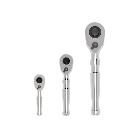 Tekton 1/4, 3/8, 1/2 Inch Drive Quick-Release Stubby Ratchet Set, 3-Piece (3, 4-1/2, 6 in.) SRH99127