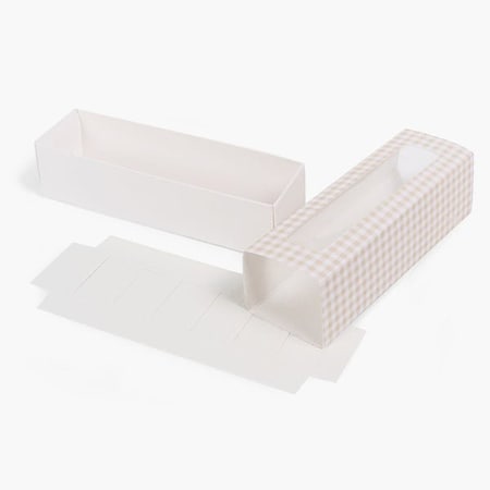 Nashville Wraps Beige Gingham Macaron Box Set, 8.25x2.5x2, 10PK MCSBGM