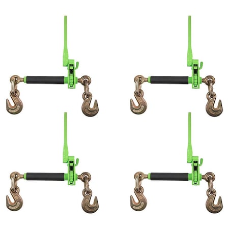 Mytee Products 1/2 in-5/8 in Hi-Viz Folding Handle Ratchet Load Binder w/Grab Hook 18100 lbs, 4PK CBRS-FH12x4