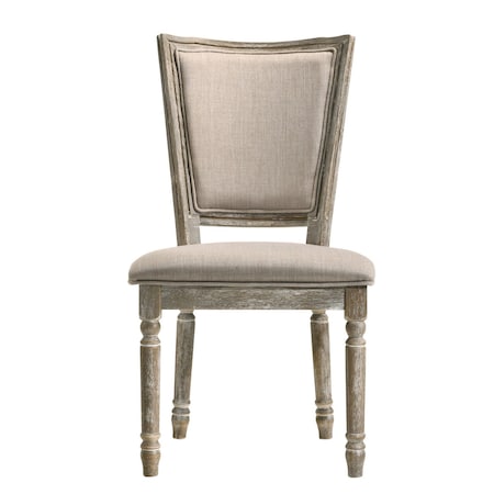 Homeroots Set of Two Gray Upholstered Fabric And Solid Wood Dining Side Chairs, 2PK 573371