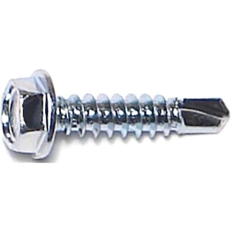 Midwest Fastener Self-Drilling Screw, #8 x 3/4 in, Zinc Plated Steel Flange Hex Head External Hex Drive 10276