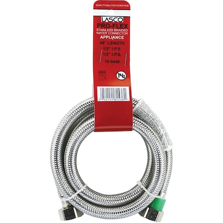 Westlake Pipe & Fittings 1/2'' IPSx1/2'' IPSx48'' L Braided SS Flex Line Faucet Connector 10-0449