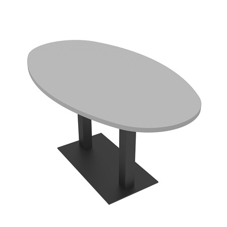 Skutchi Designs Boval Conference Table With Power Unit, 36 in W, 72 in L, Grey HAR-BOVL-36X72-DOU.BK-U779-NA