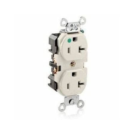 Leviton Plugs&Rcptcls, 20A, 125VAC, Almnd, Nylon 8300-T