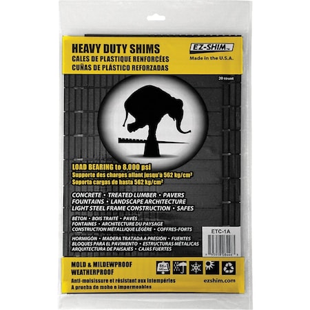 Ez Shim EZ-Shim 8'' L Plastic Heavy-Duty Shim, 20-Count ETC 1