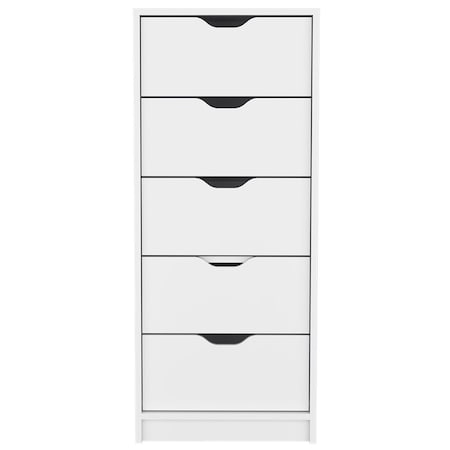 Homeroots 18" White Five Drawer Standard Chest 524961