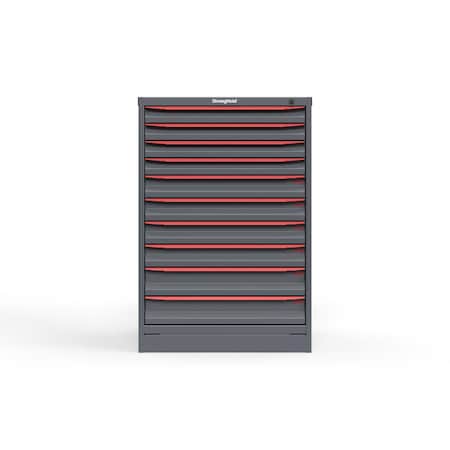 Strong Hold 10 drawer cabinet - (4x 2ft, 4x 3ft, 2x 4ft) - Red accents - Keyed Different S3044-PPDAS-1001DS