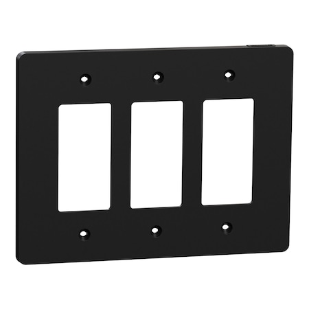 Square D Cover Frame, X Series, 3 Gangs, Black, Number of Gangs: 3 Plastic, Matte Finish, Black SQWS141003BK